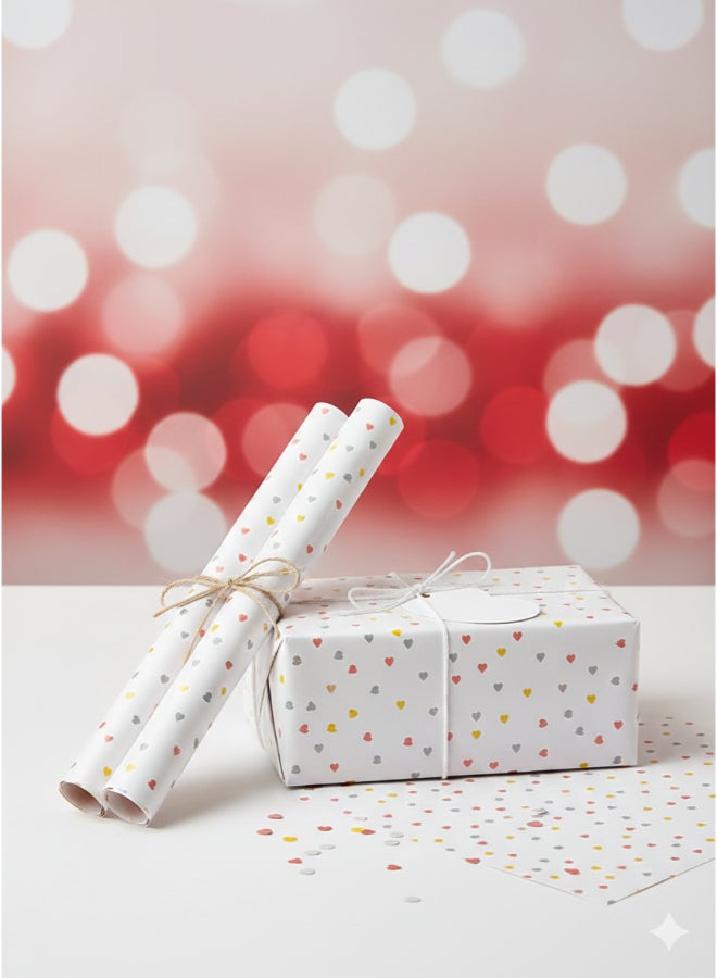 Modern White Heart Gift Wrap, Multi-Occasion Gifting - Image 2